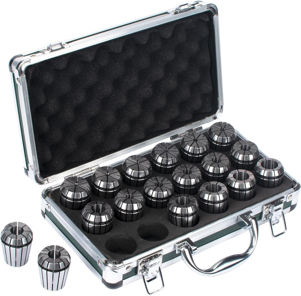 ER32 Spring Collet Set, 18Pcs in Aluminum Box, 3/32-3/4" Size, CNC