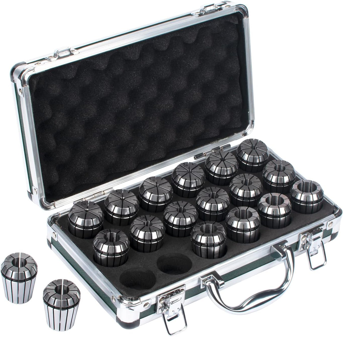 ER32 Spring Collet Set, 18Pcs in Aluminum Box, 3/32-3/4" Size, CNC