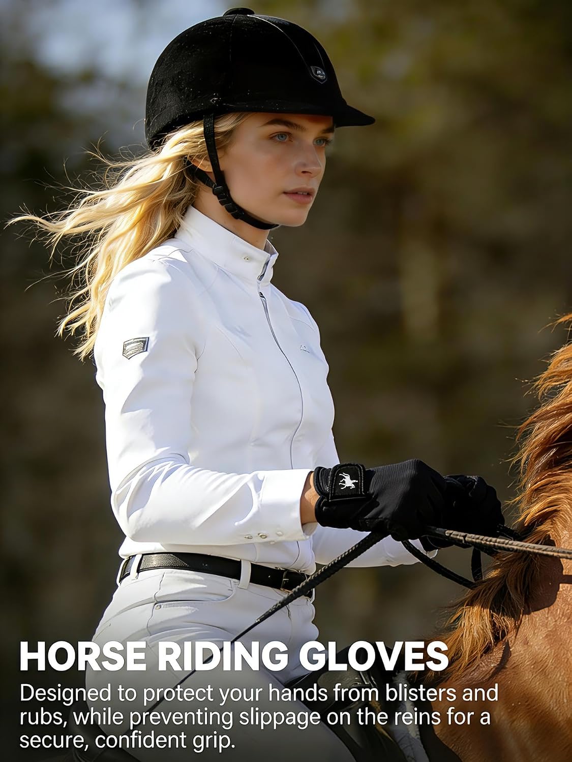 Horse Riding Gloves Equestrian for Women, Mesh Breathable