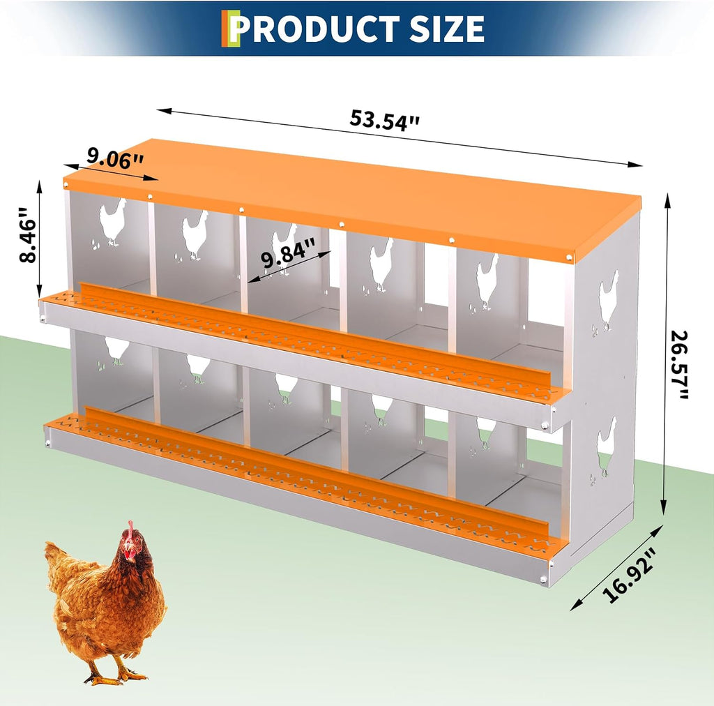 Chicken Nesting Boxes, Galvanized Steel Roll-Away Laying Boxes for Hens