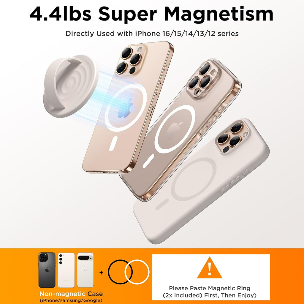 Magnetic Phone Grip Ring Holder, Liquid Silicone Magnet Cell Phone Grip Finger Loop, Compatible with Magsafe, Back of