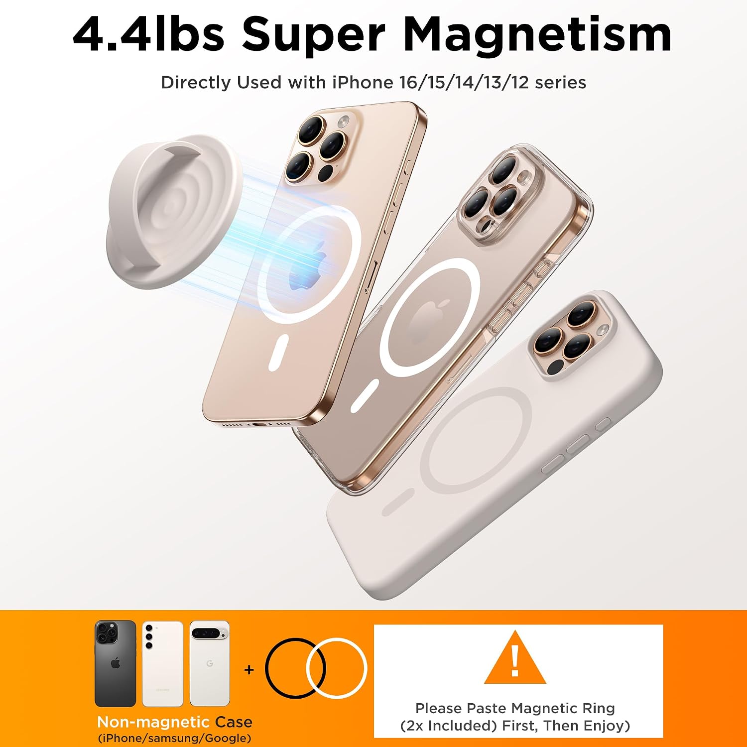 Magnetic Phone Grip Ring Holder, Liquid Silicone Magnet Cell Phone Grip Finger Loop, Compatible with Magsafe, Back of
