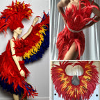 Red Rooster Feather Trim for DIY Sewing Crafts, 10-12inch 2 Yards