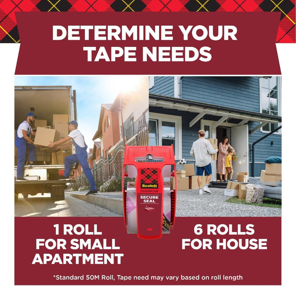 Secure Seal Packing Tape, 1.88 in x 800 in, 6 Rolls