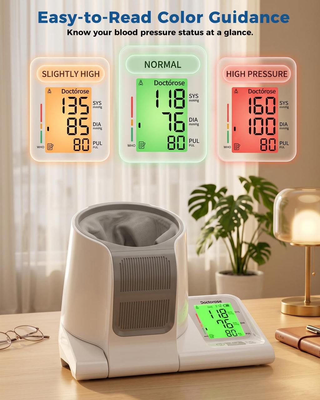 Upper Arm Blood Pressure Monitor, One-Touch Automatic Monitor