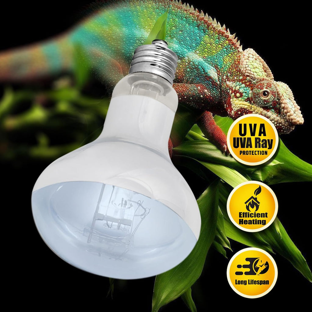 Reptile Heat Lamp Bulbs 100W 2 Pack,Day and Night Infrared Basking Spot Heating Light Combo,UVA Heat Lamp Bulb for