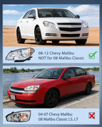 Headlight Assembly Compatible with 2008-2012 Chevy Malibu