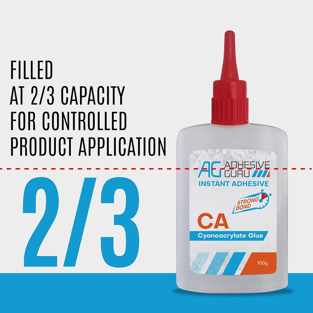Adhesive Guru CA Glue with Activator (2x1.7 oz - 2x6.76 fl oz) - Premium Cyanoacrylate Super Glue for Woodworking