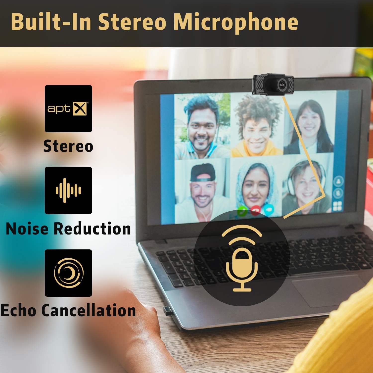 1080P HD Webcam with Microphone, Streaming Computer Web Camera for Laptop/Desktop/Mac/TV, USB PC Cam for Video