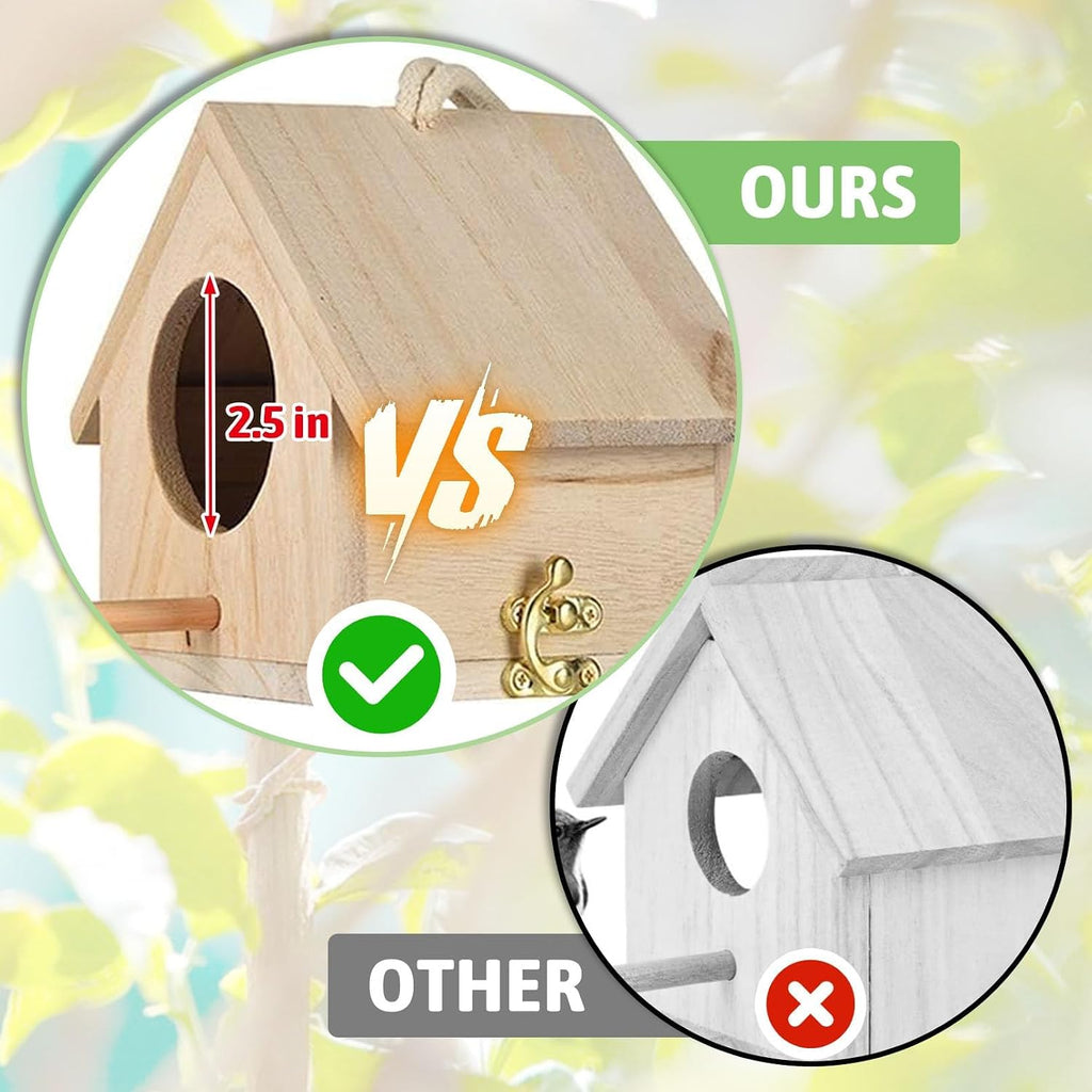 Wooden Bird House, Hanging Birdhouse for Outside, Garden Patio Decorative Nest Box Bird House for Robin Budgie