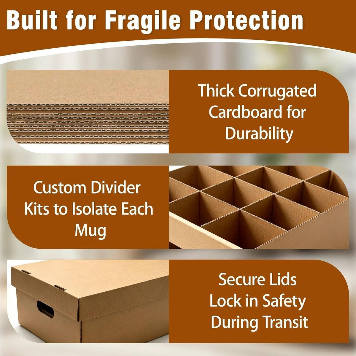 Cup & Mug Moving Boxes for Short Coffee Mugs, Tea Cups & Glassware Storage