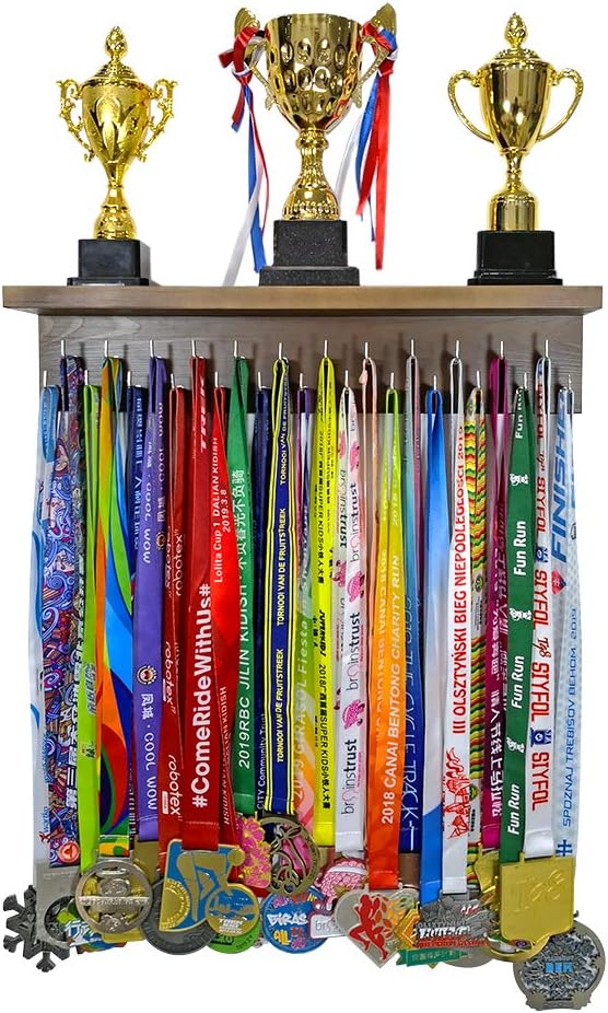Medal Hanger Trophy Shelf Display Sport Awards. Sturdy Medal Holders for Gymnastics Basketball Soccer Honors Wall