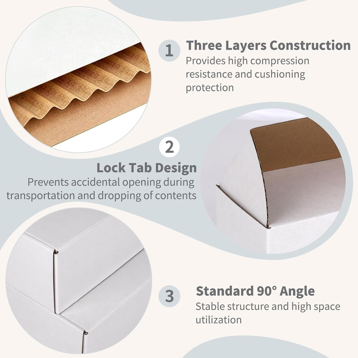 12" x 9" x 2" White Corrugated Cardboard Shipping Boxes Set of 5