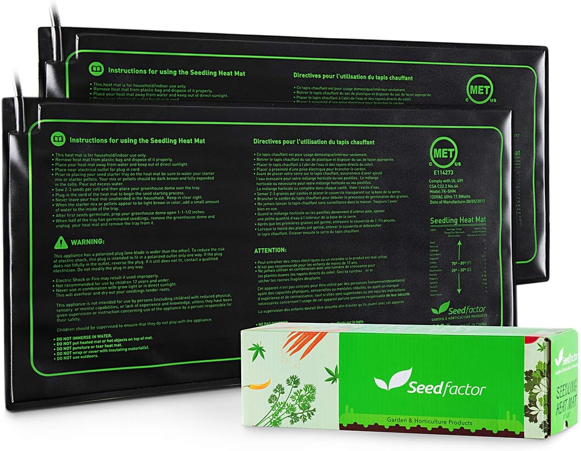 MET Certified 2 Pack Seedling Heat Mat, Seedfactor Waterproof Durable Germination Station Heat Mat, Warm Hydroponic