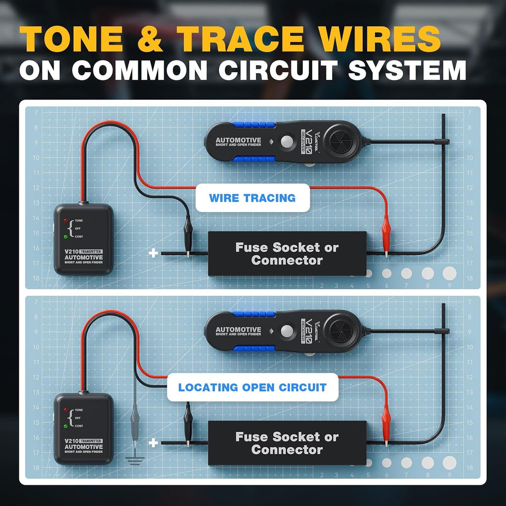 V210 Wire Tracer Circuit Breaker Finder, Automotive Circuit Tester Open & Short Circuit Finder, Broken Wire Detector
