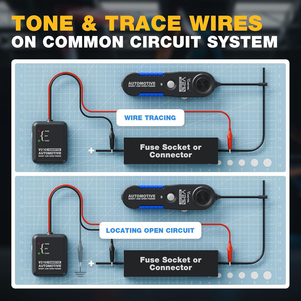 V210 Wire Tracer Circuit Breaker Finder, Automotive Circuit Tester Open & Short Circuit Finder, Broken Wire Detector