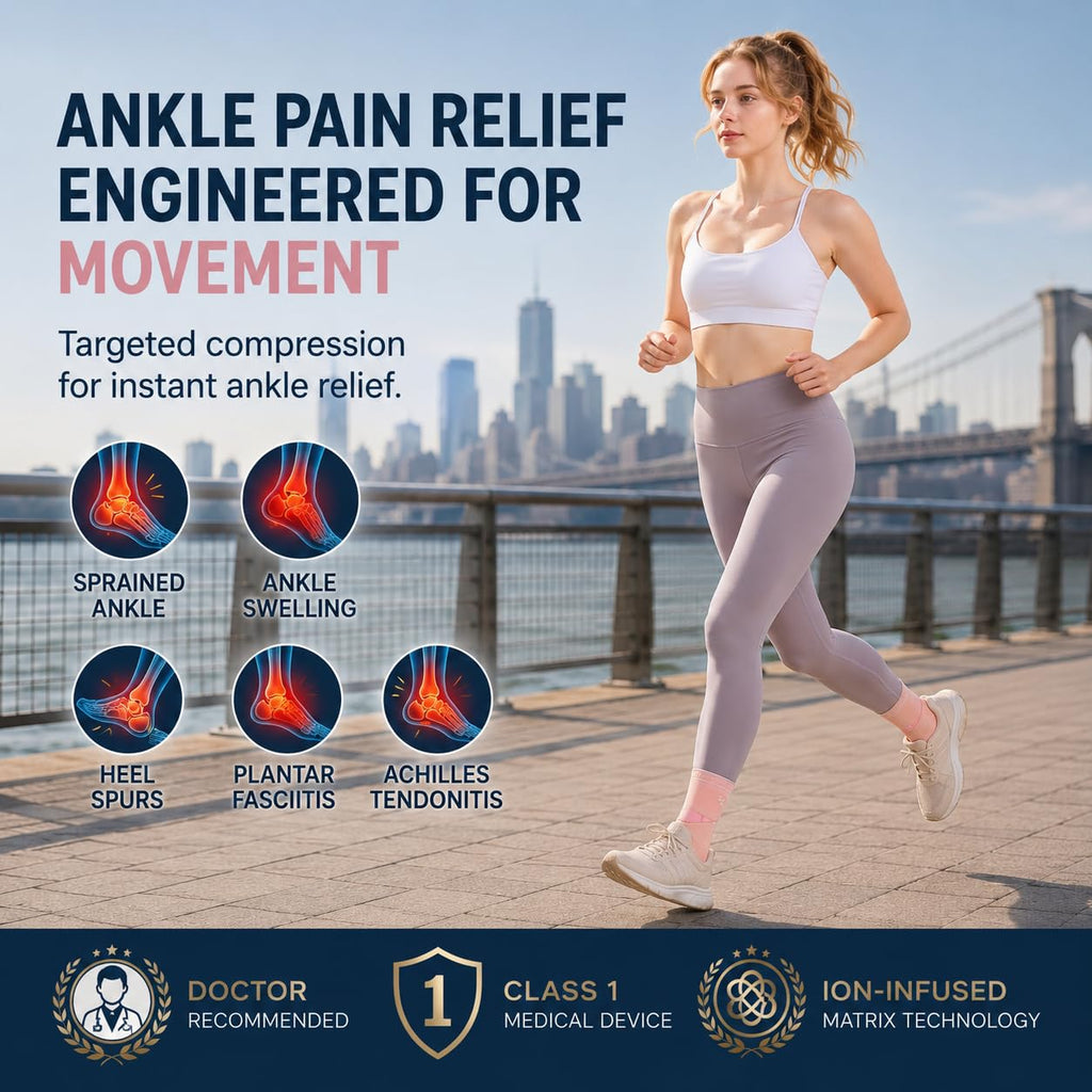 Breathable Ankle Brace Compression Sleeve with Adjustable Strap