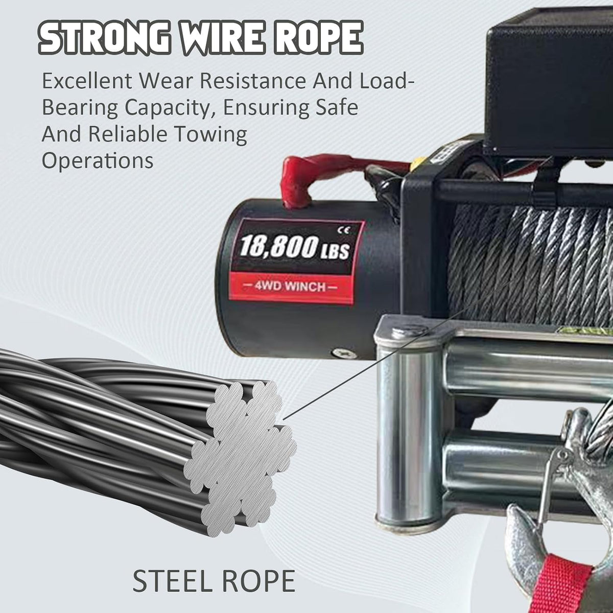 18,800 lb 12V Electric Winch with Wireless Remote Control, Heavy-Duty Truck and SUV Winch kit, 78 ft Rope Steel