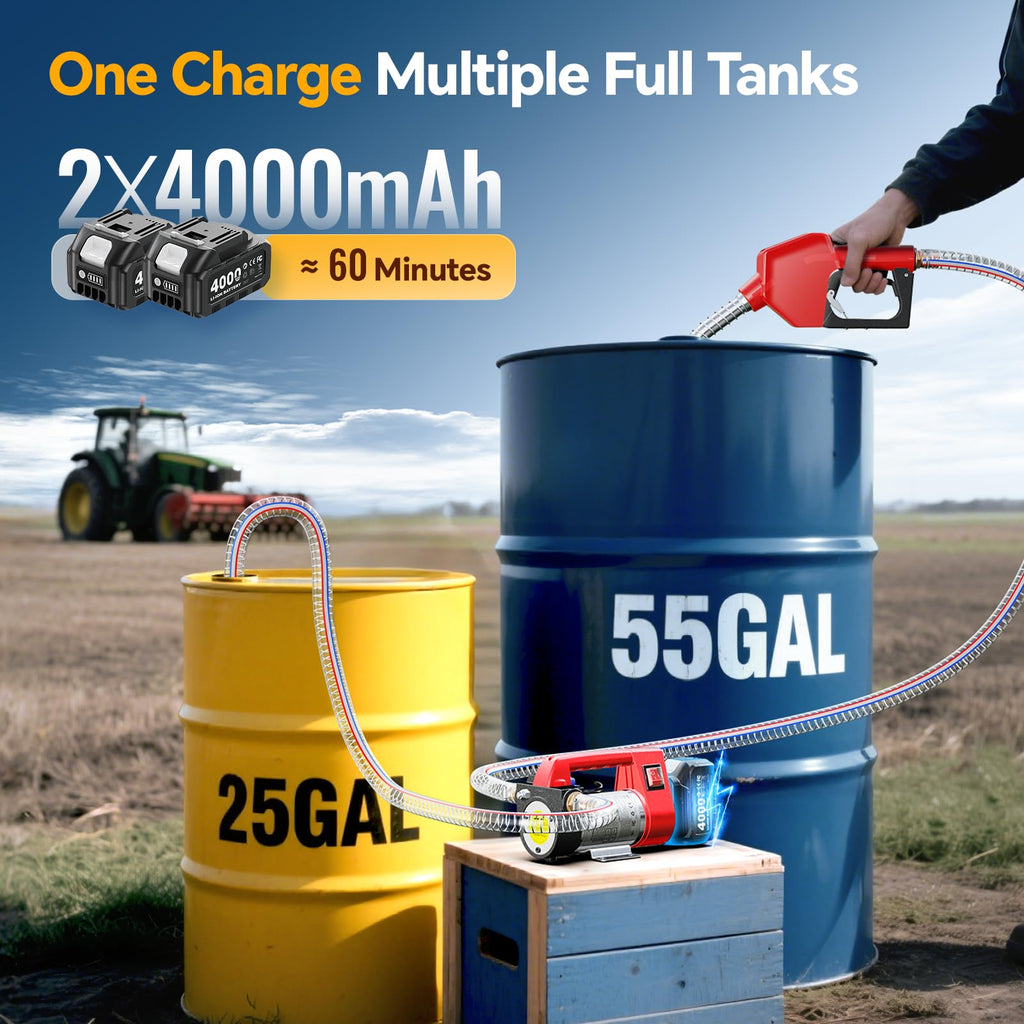 TaskStar Fuel Transfer Pump Battery Powered, 12GPM Diesel Kerosene Transfer