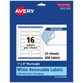 Matte White Removable Rectangle Labels, Sure Feed Technology, Print-to-The-Edge, 1" x 3", 400 Removable Labels