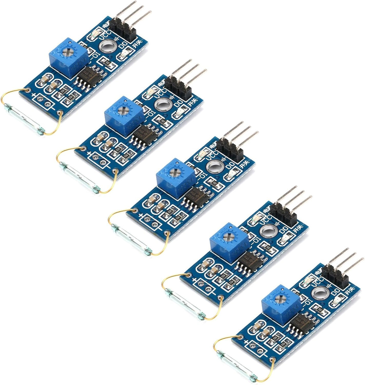 5Pcs Magnetic Reed Switch Sensor Module, Normally Closed Hall Effect Detection Board, Digital Output 3.3V–5V for arduino for Raspberry Pi MCU Projects