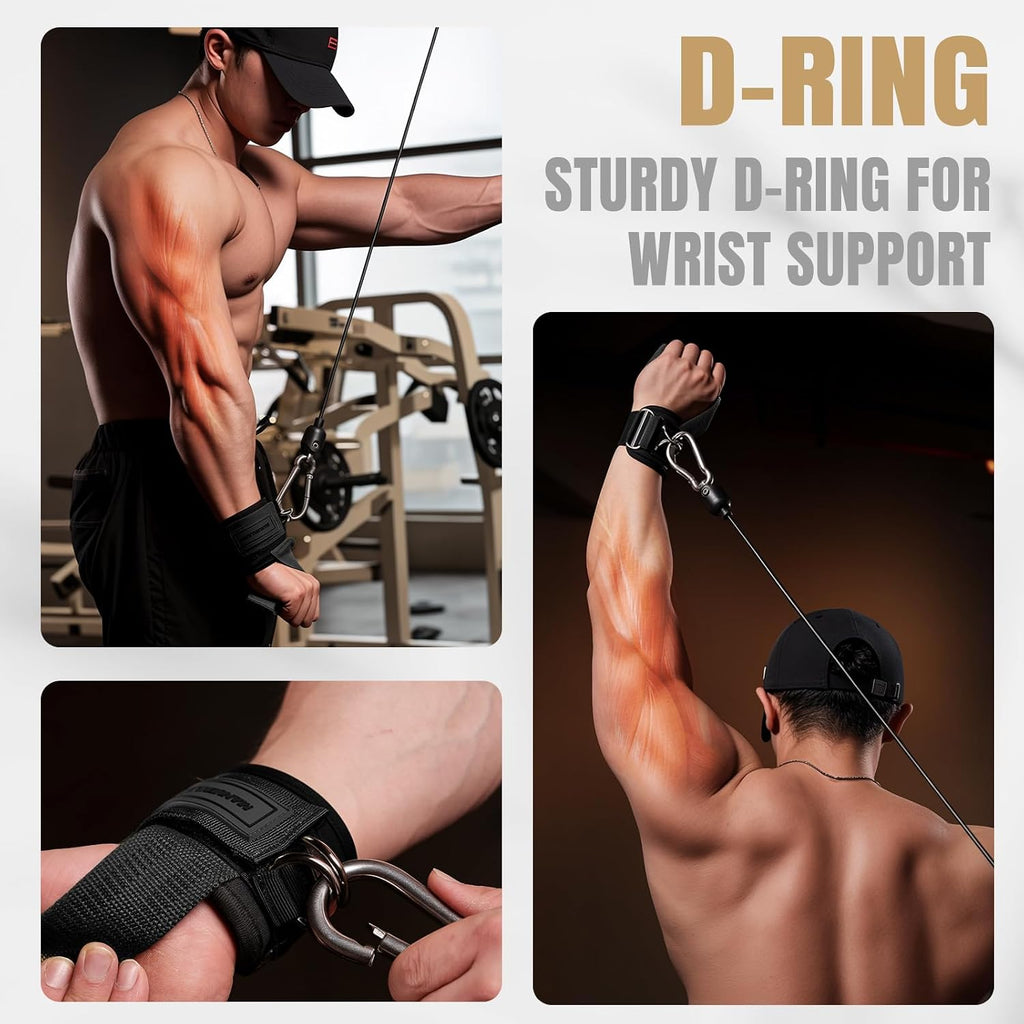 Wrist Straps for Weightlifting, Gym Lifting Straps with D Rings for Cable Machine,Weight Lifting Wrist Wraps for Men