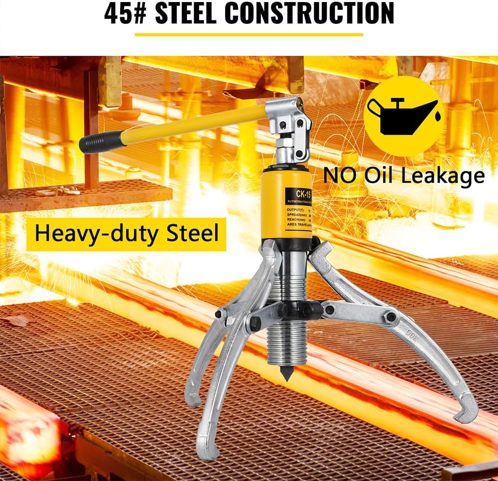 Hydraulic Gear Puller, 15 Ton Max. Capacity Hydraulic Puller, 2 or 3 Jaws Bearing Hub Separator, 3.9"- 11.8"