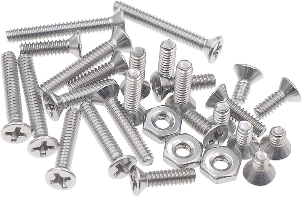 #6-32 UNC Stainless Steel Phillips Flat Head Machine Screws Nuts Kit