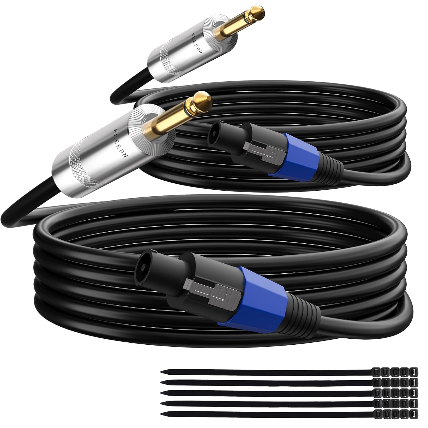 Premium Speakon to 6.35MM 1/4 Inch TS Male Speaker Cable 25 Ft/2 Pack, 12AWG Heavy-Duty High Power Amp Audio