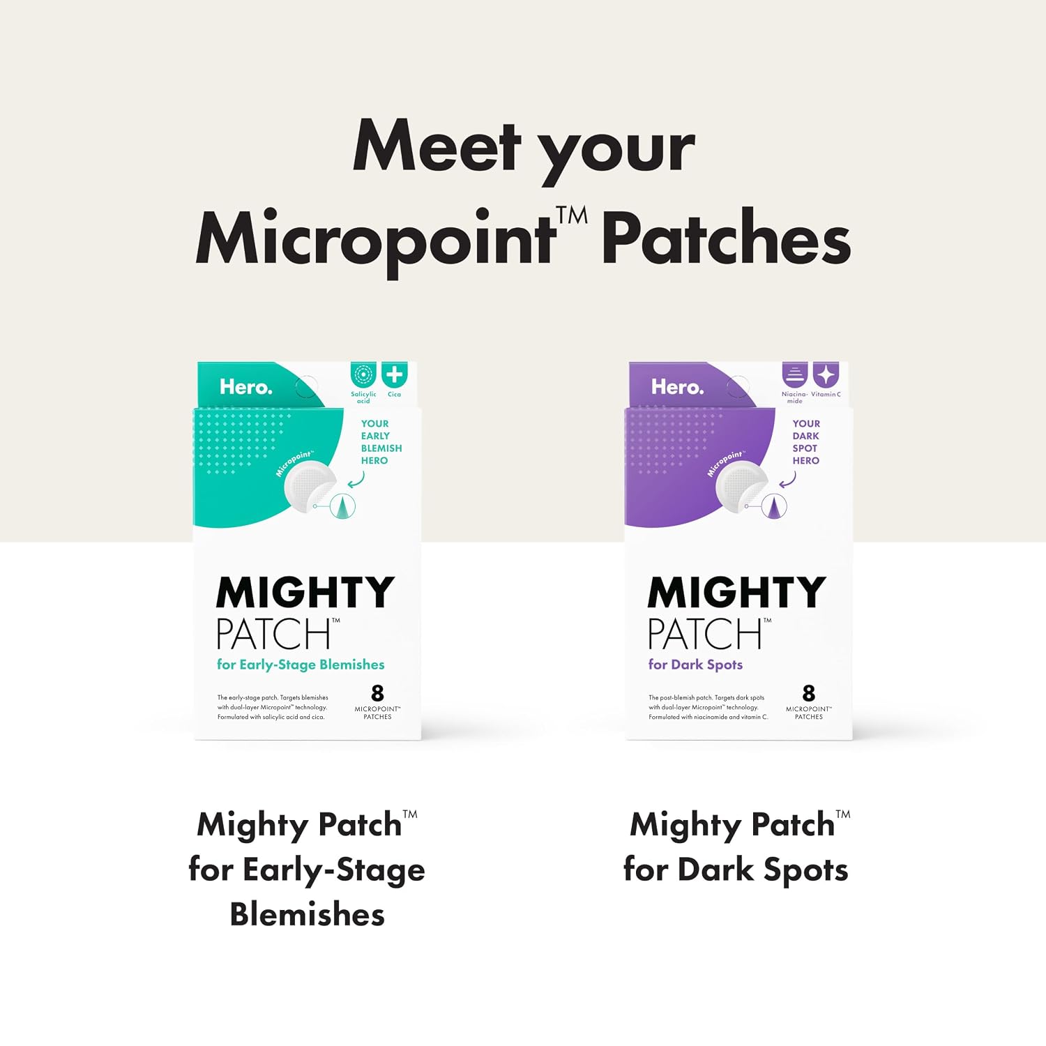 Hero Cosmetics for Dark Spots Post-Blemish Patch, 8 Ct | Acne Patch with 395 Micropoints, Formulated With Vitamin C