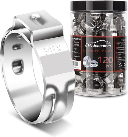 120PCS 3/4 Inch PEX Cinch Clamps Rings, 304 Stainless Steel