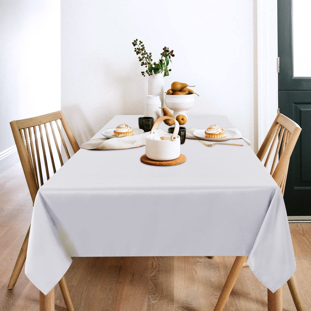 2 Pack White Table Cloth 60x102 Inch for 6 Feet Rectangle Tables