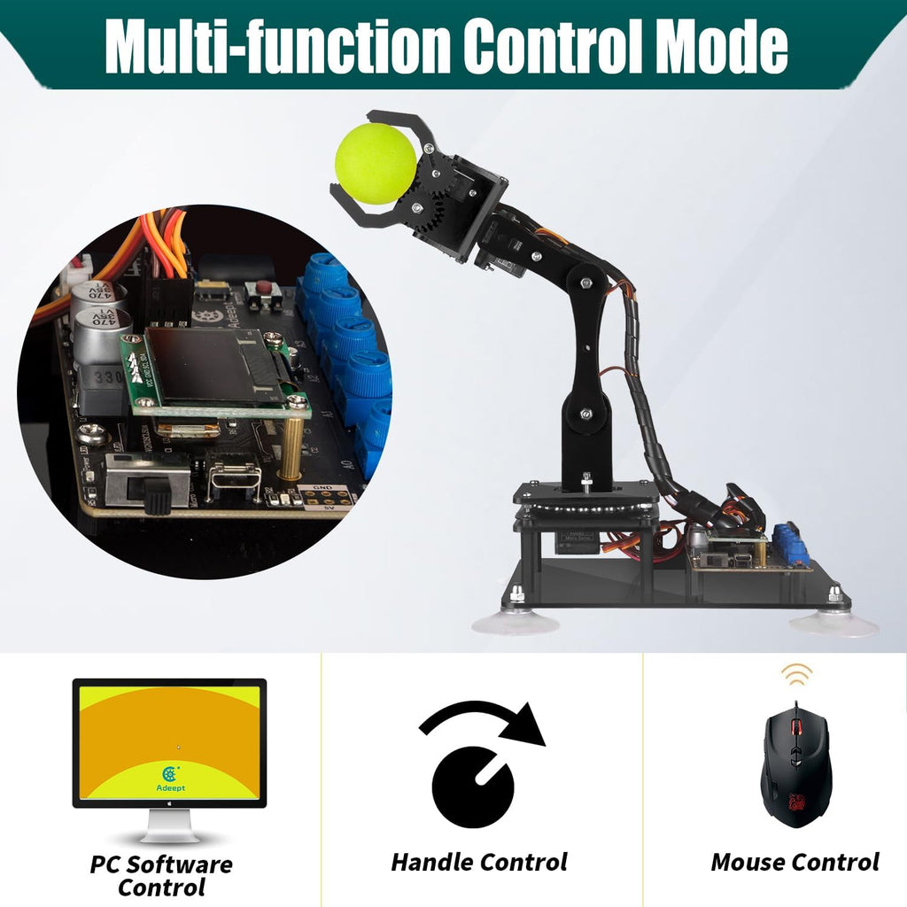 5DOF Robotic Arm Kit for Arduino IDE, Programmable DIY Coding Kits | STEM Educational 5 Axis Build Robots Arms, Robot