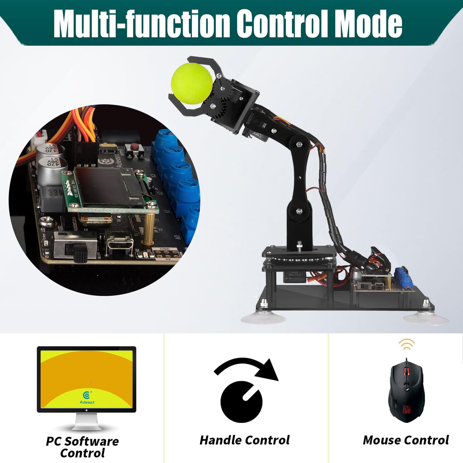 5DOF Robotic Arm, Programmable DIY Coding Kit for Arduino IDE | STEM Educational 5 Axis Build Robots Arms,Robot
