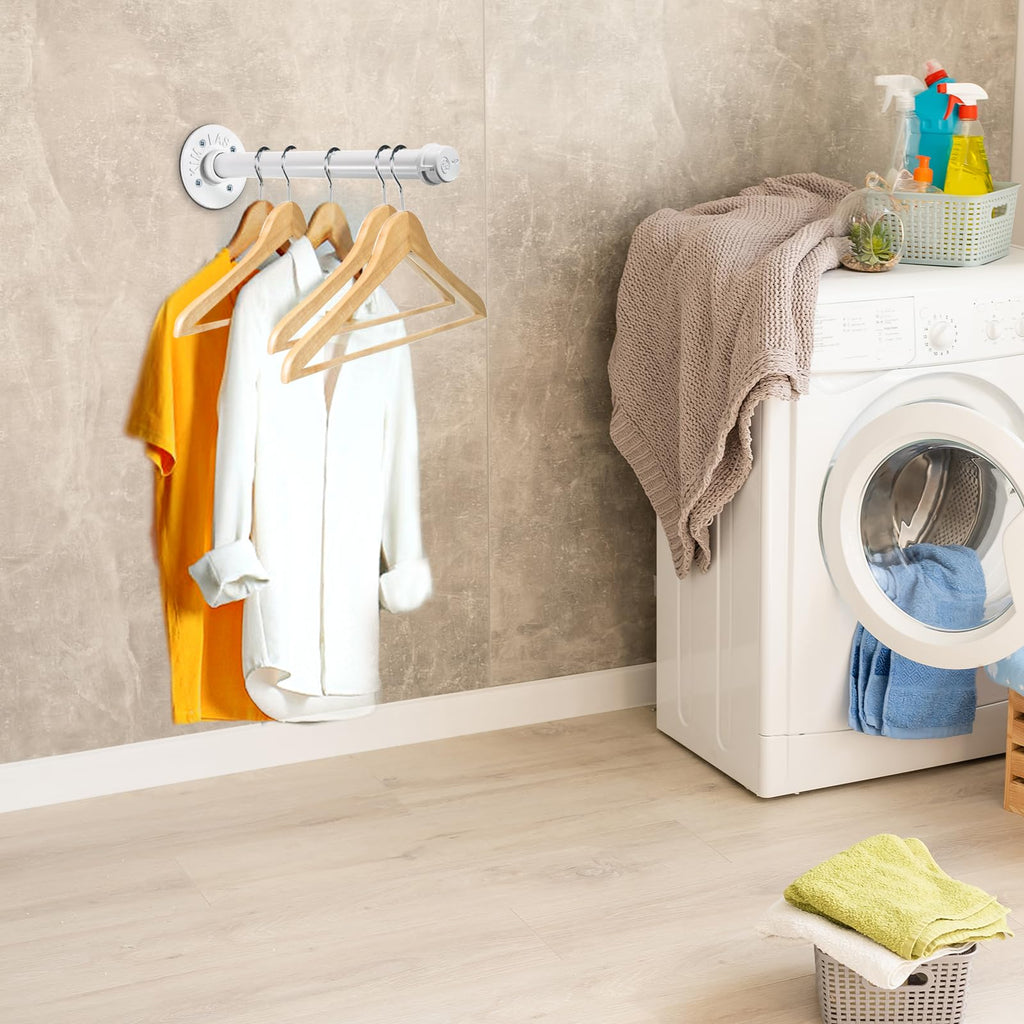 Wall Mounted Clothes Rack for Wardrobe, 2Pcs 12 Inch, White