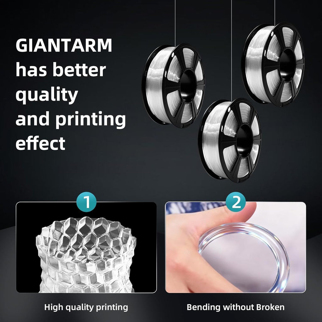 Clear PLA Filament, 1.75mm Transparent PLA 1kg Spool (2.2lbs), 3D Printer Filament with Vacuum Packaging