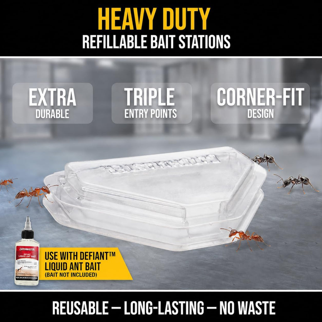 Defiant Heavy Duty Indoor & Outdoor Ant Traps (8 Pack), Bait NOT Included – Reusable Bait Stations that Hold Liquid