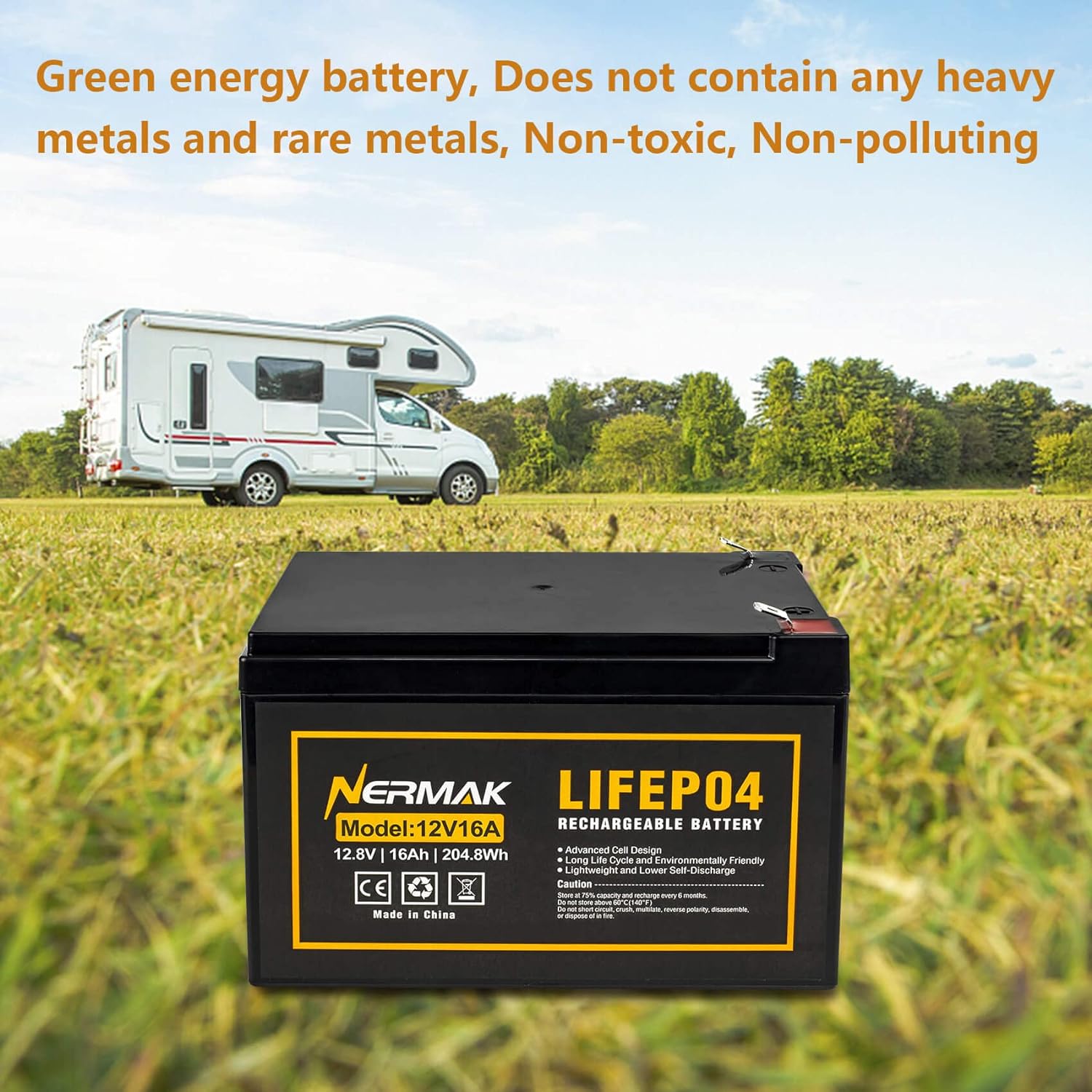 12V 16Ah Lithium LiFePO4 Deep Cycle Battery, 2000+ Cycles Lithium Iron Phosphate Rechargeable Battery for Solar/Wind