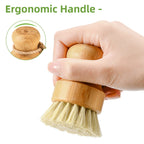 Bamboo Dish Scrub Brush,Produce Brush,2 Pack with Ceramic Holder