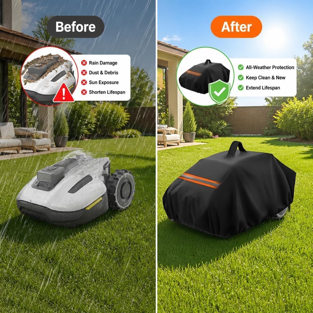 Robotic Lawn Mower Cover Compatible with Eufy TrueVision E15 2025-present, 600D Water Resistant Outdoor Protection