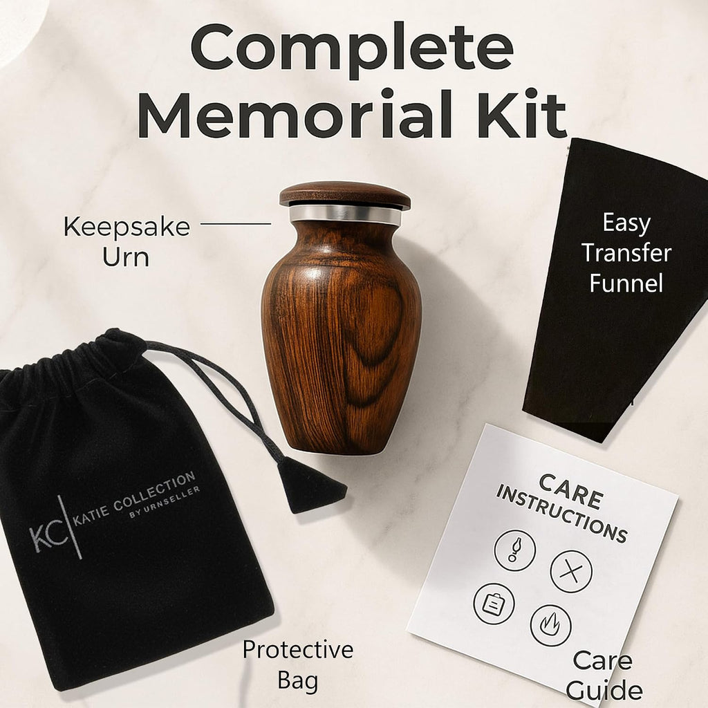 Small Keepsake Urn for Human Ashes – Cherry Wood Appearance Memorial – Handcrafted Mini Urn for Sharing – Recycled