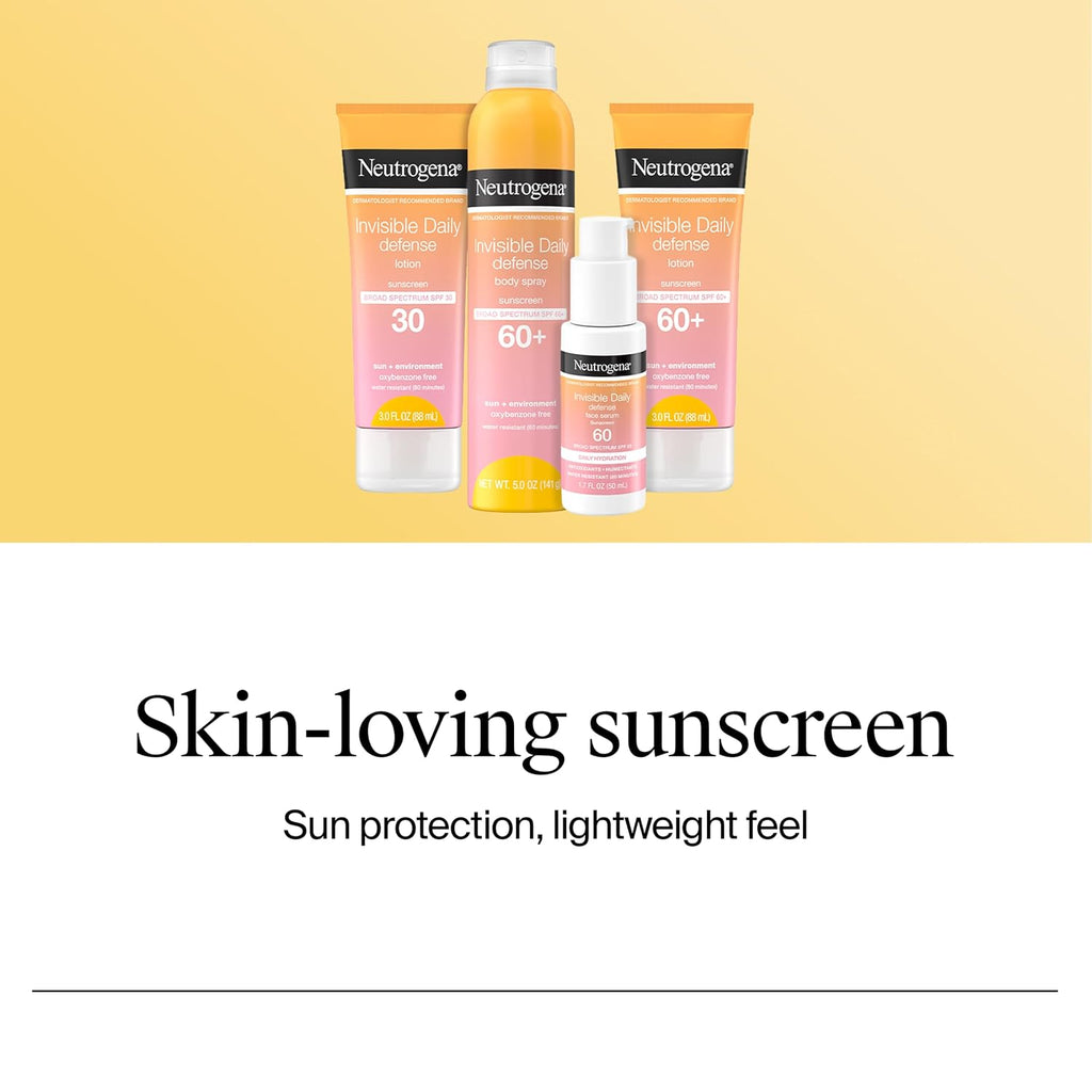 Neutrogena Invisible Defense Face Serum, SPF 60, Fragrance Free 1.7 fl. oz | Broad Spectrum Sunscreen, Hydrating
