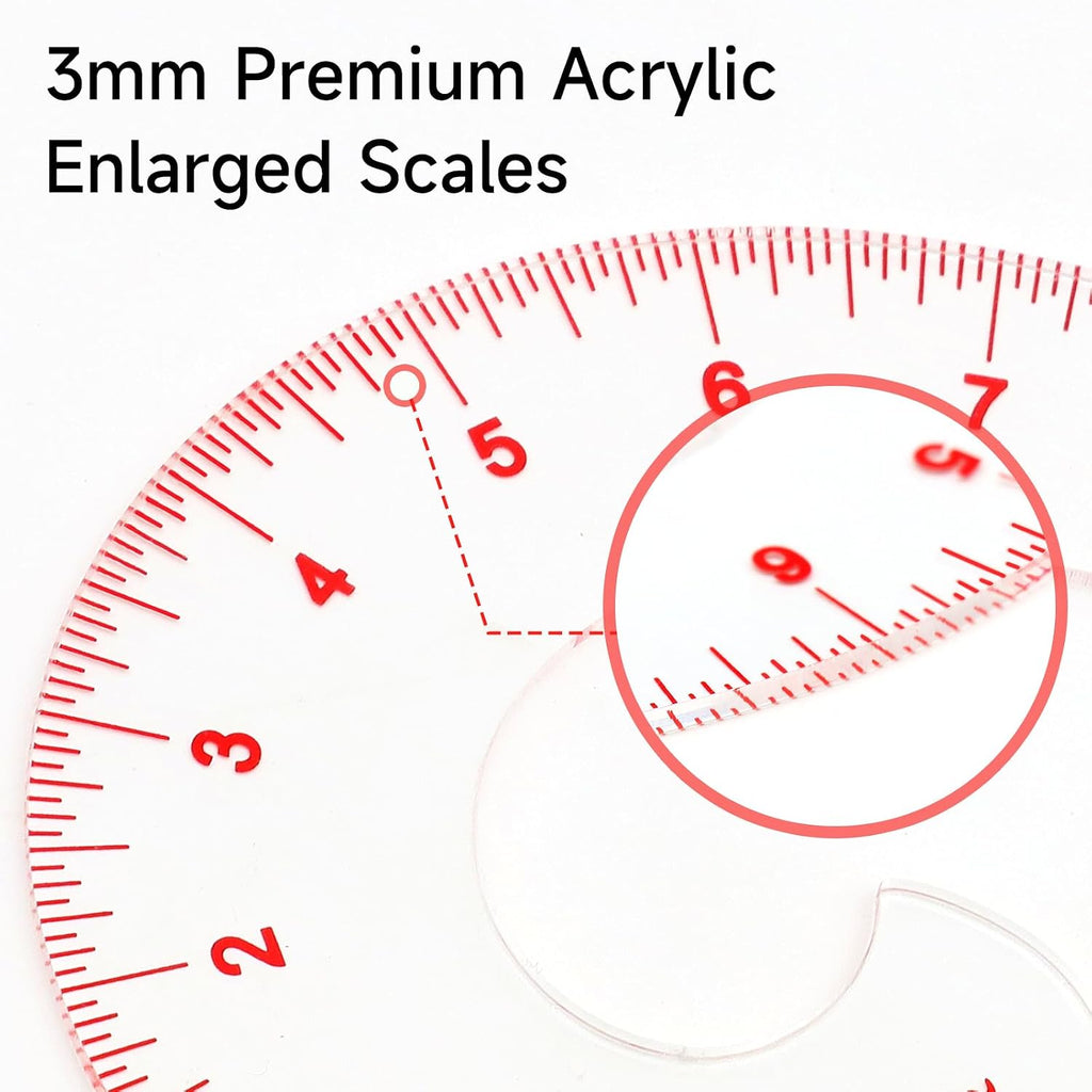 12-Inch 3mm Acrylic French Curve Ruler for Sewing & Pattern Making | Non-Yellowing; Drafts Armhole, Hip, Comma & Vary