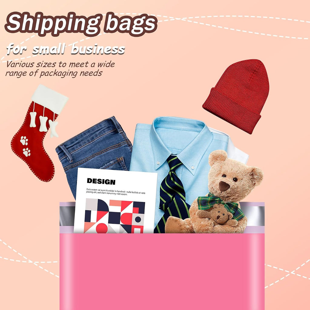 Pink Poly Mailers with Handle, 10x13 Inch 25 Pcs