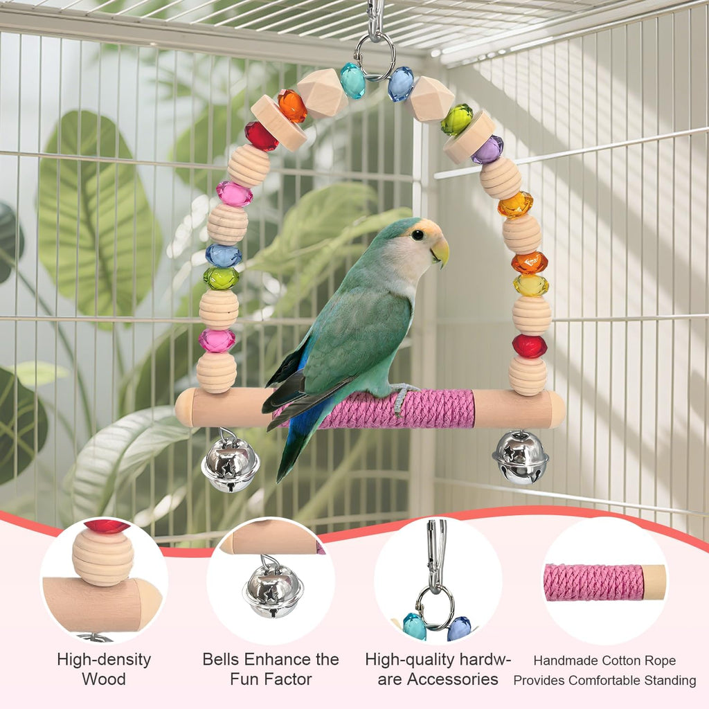 Bird Swings Toys for Parrot Parakeets – Natural Hanging Chew Toy for Conures, Budgerigars, Finches, Lovebirds