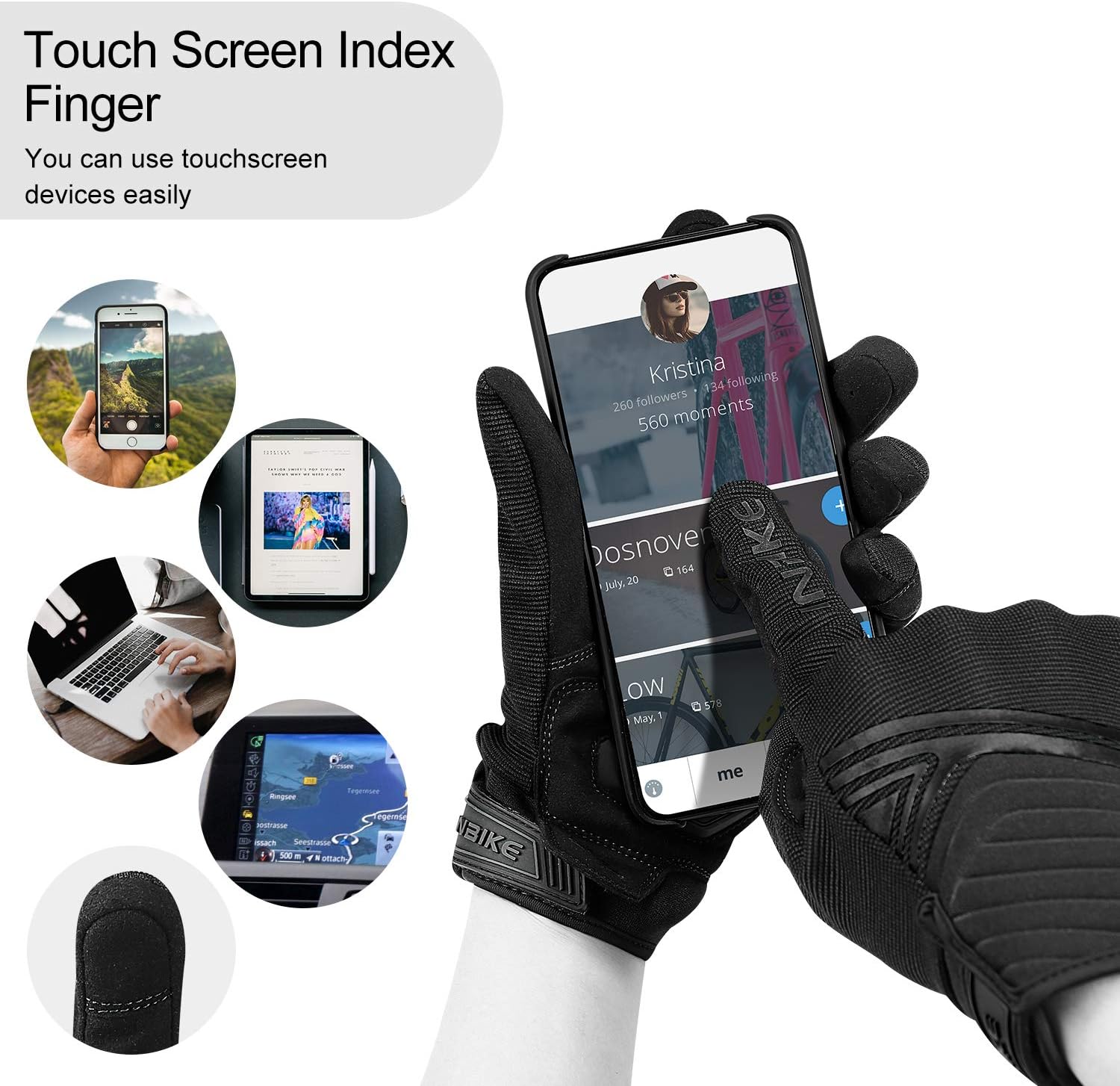 Motorcycle Gloves Breathable Mesh Touchscreen Hard Knuckles | Anti-Wear Polyester Microfiber,TPR Palm Grip,EUDE Foam
