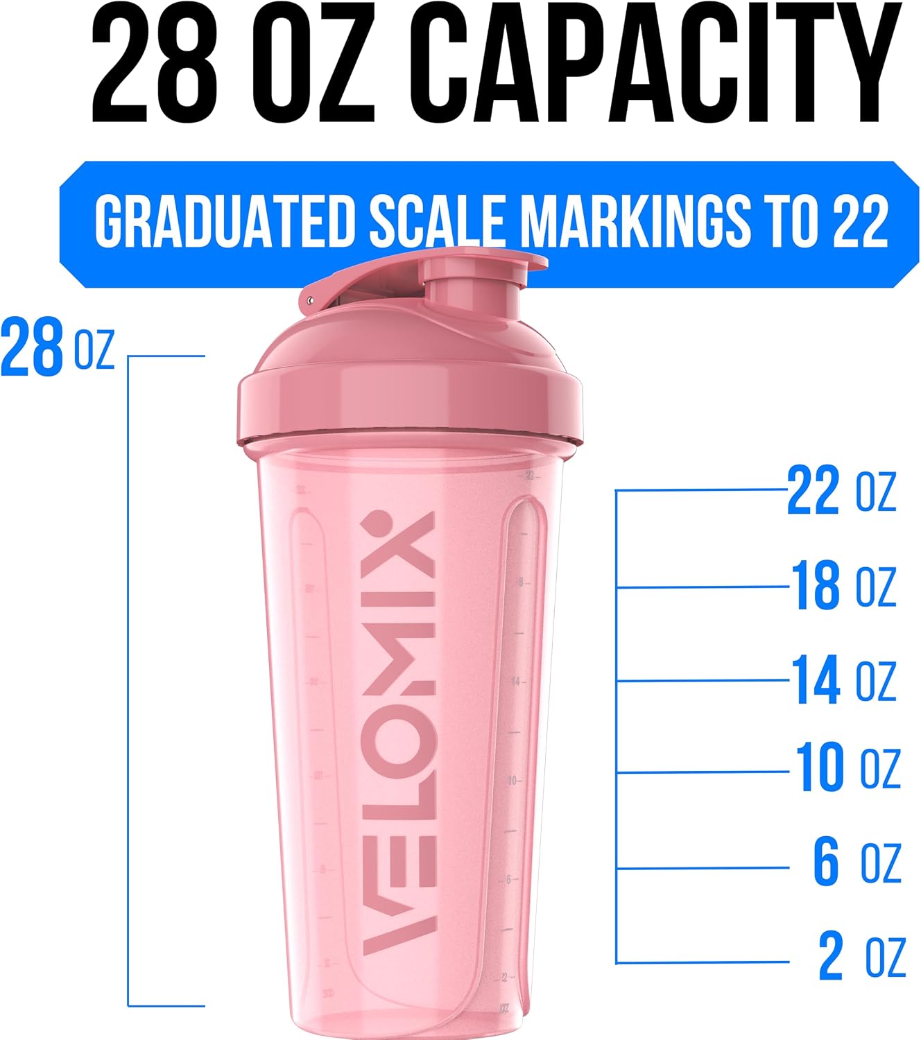 2 Pack 28oz Protein Shaker Bottle for Protein Mixes, Pink/Black | 2x Wire Whisk, Leak Proof Shaker Cups for Protein