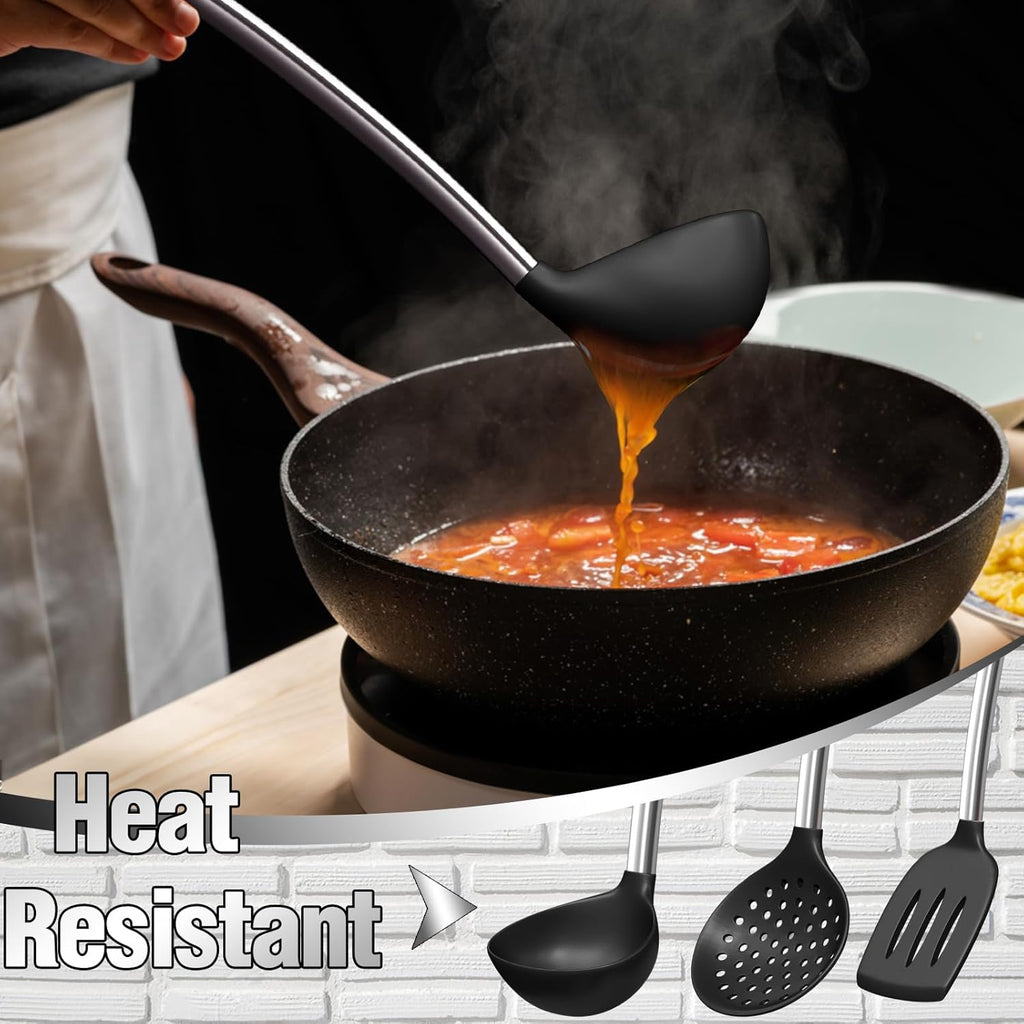 Thickened Kitchen Utensils Set- Silicone Cooking Utensils Set for Nonstick Cookware-Silicone Spatulas Set, Heavy Duty