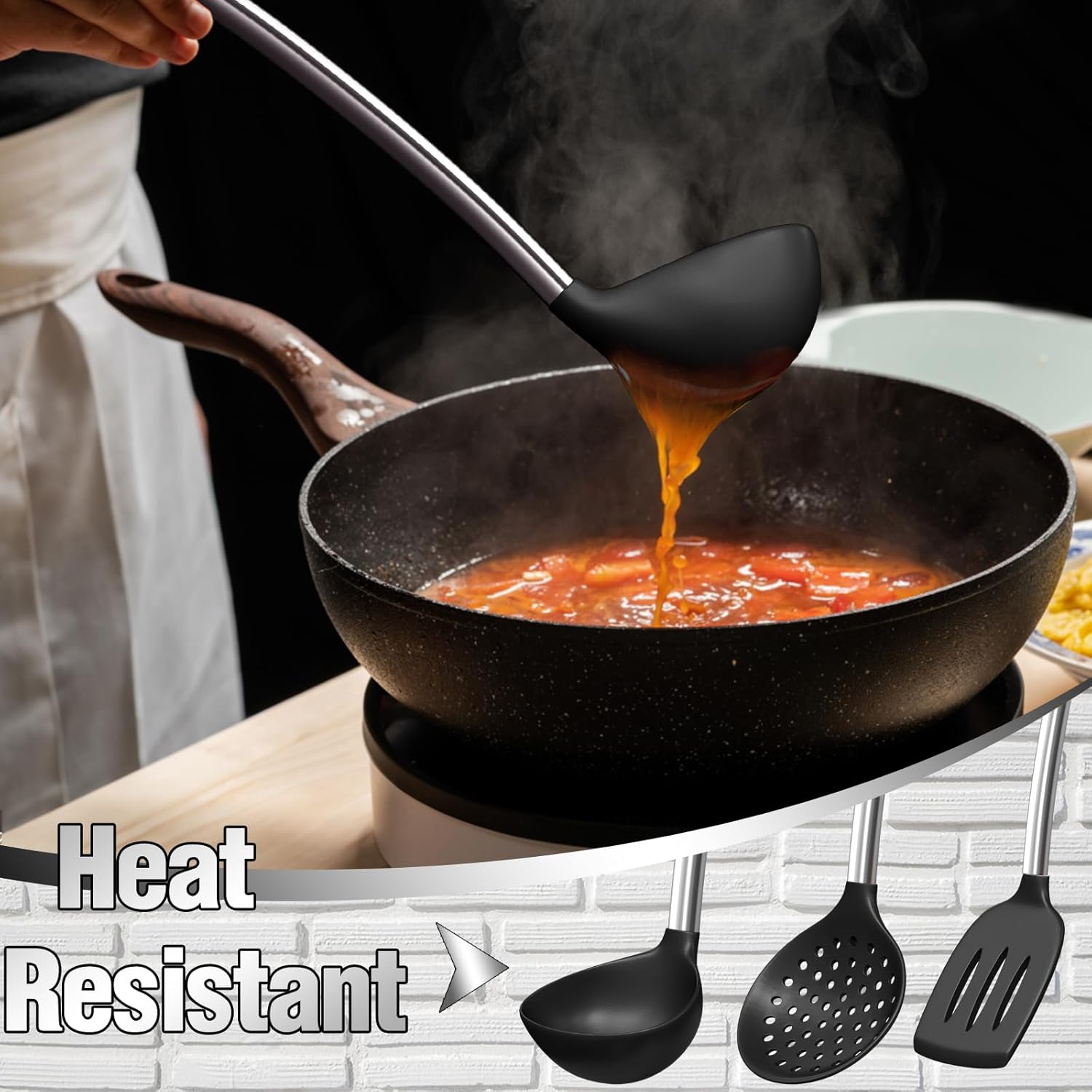 Thickened Kitchen Utensils Set- Silicone Cooking Utensils Set for Nonstick Cookware-Silicone Spatulas Set, Heavy Duty