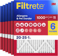 20x25x1 Air Filter, MERV 11, MPR 1000, Allergens and Pet Dander, 3-Month AC and Furnace Filters, Cleaner Air
